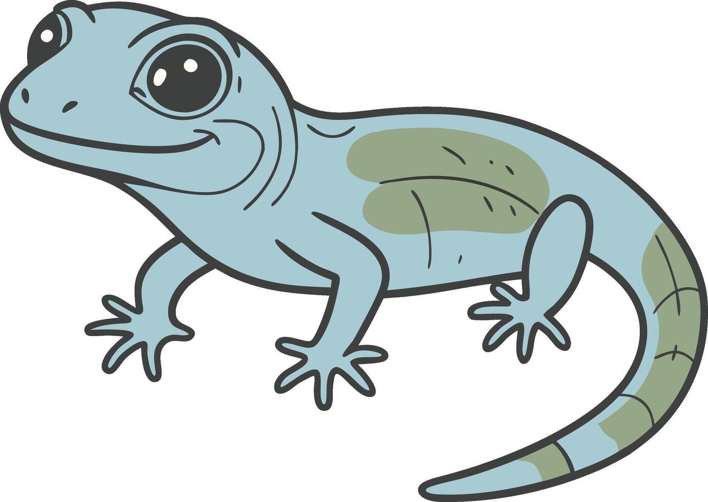 flat blue gecko illustration cute animal art vector