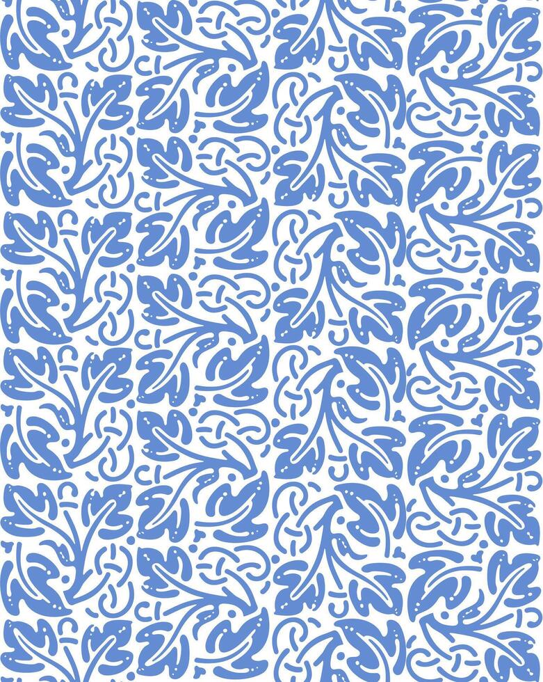 Blue floral pattern on a white background. Abstract blue seamless pattern vector