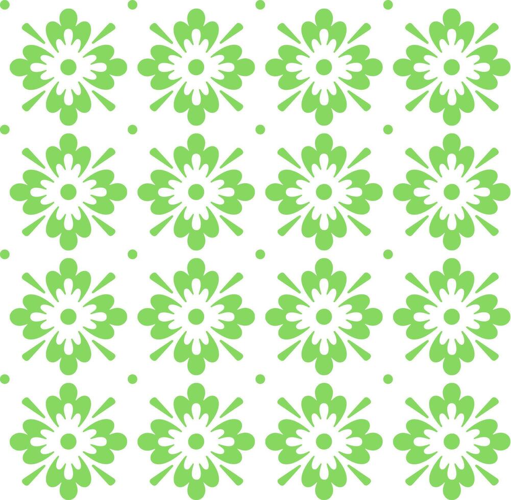 Abstract seamless pattern with green flowers on a white background vector