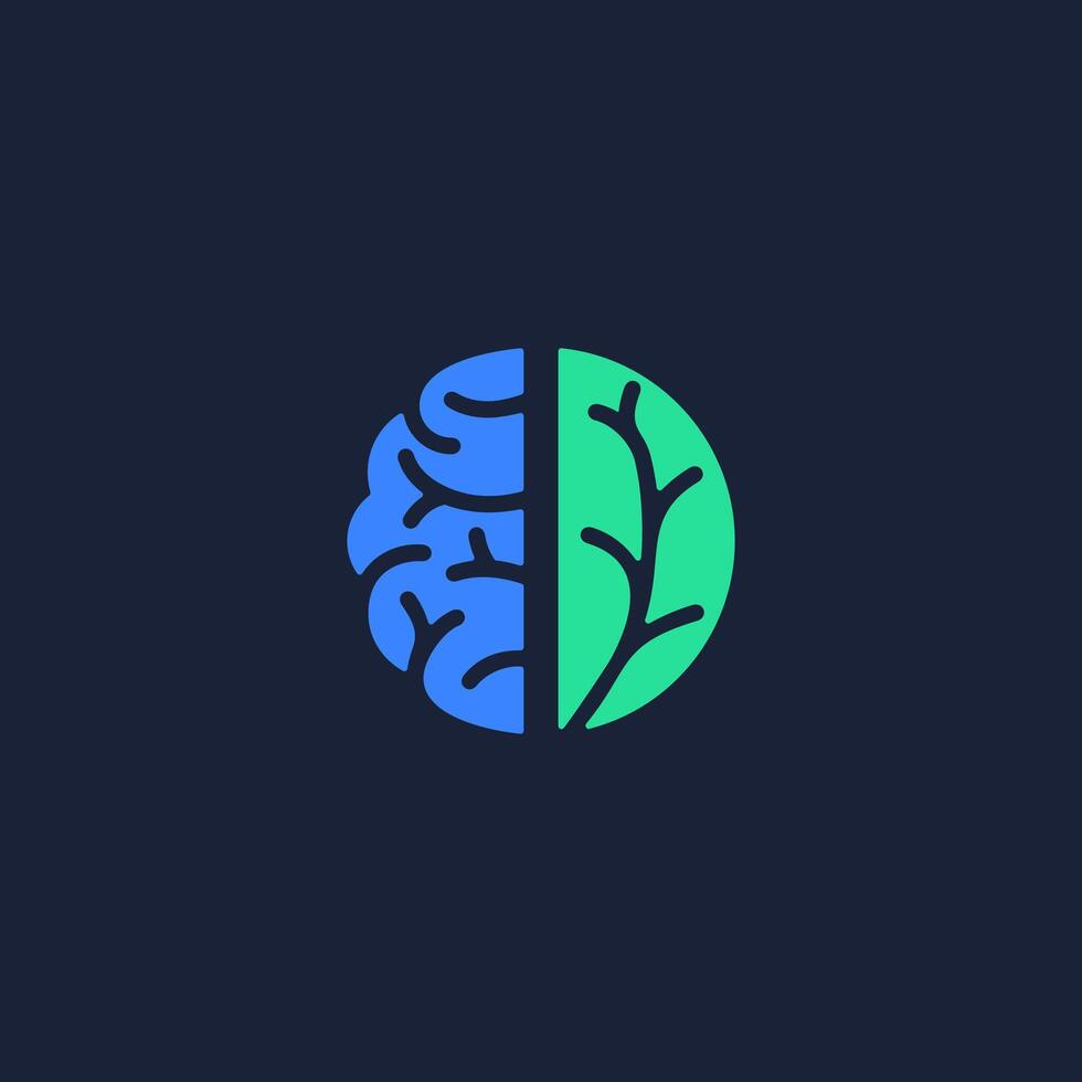 brain leaf logo design template vector