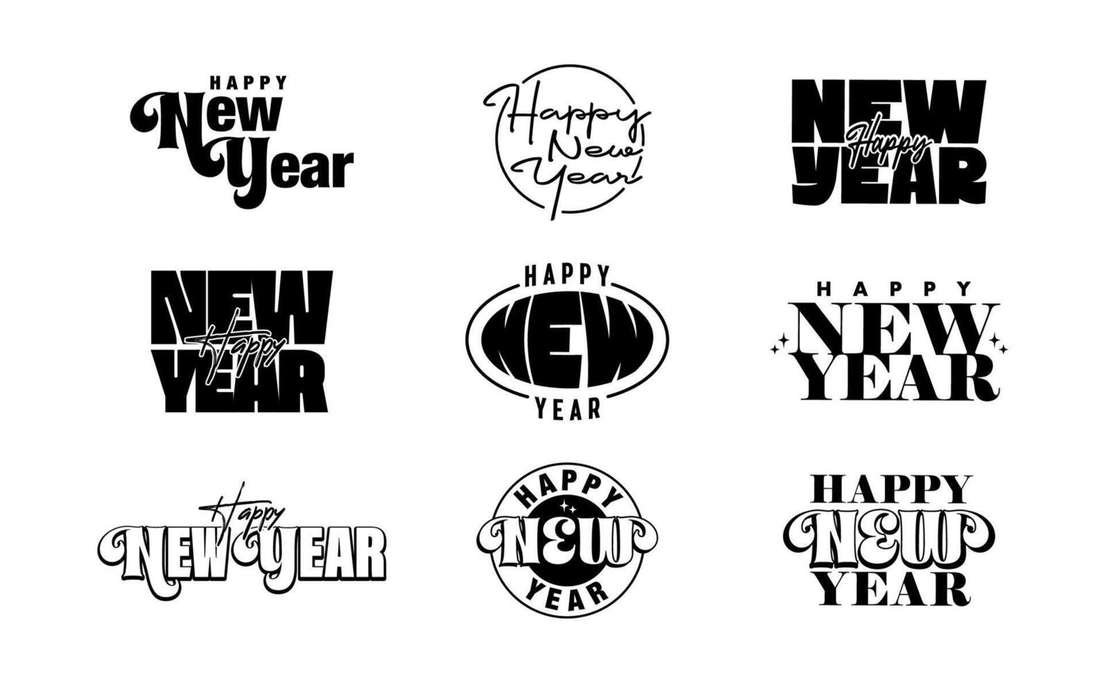 happy new year logo collection vector