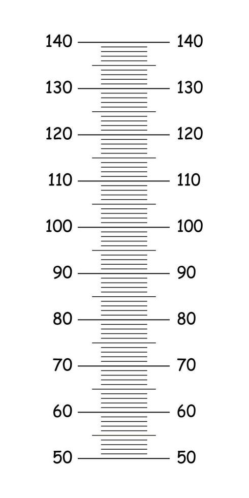 Height chart from 50 to 140 centimeters. Templates for wall growth sticker. Meter wall, growth ruler. vector