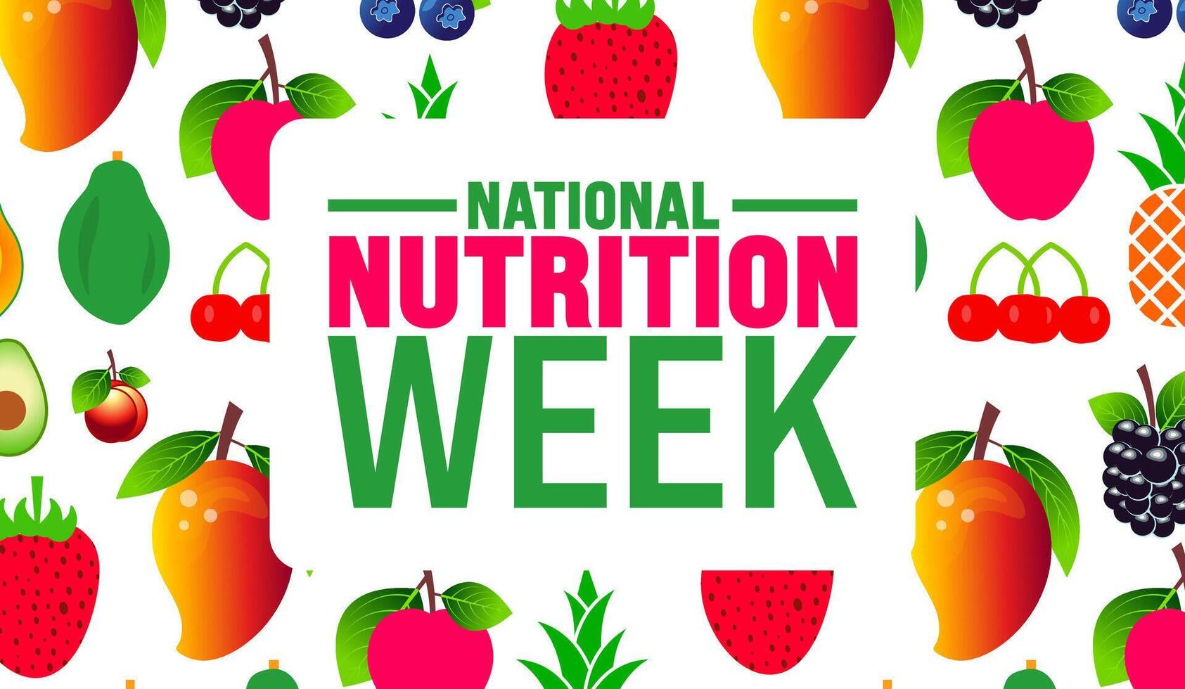 National Nutrition Week is observed every year in September. Holiday concept. Template for background, banner, card, poster, placard, design template with unique shapes with standard color. vector