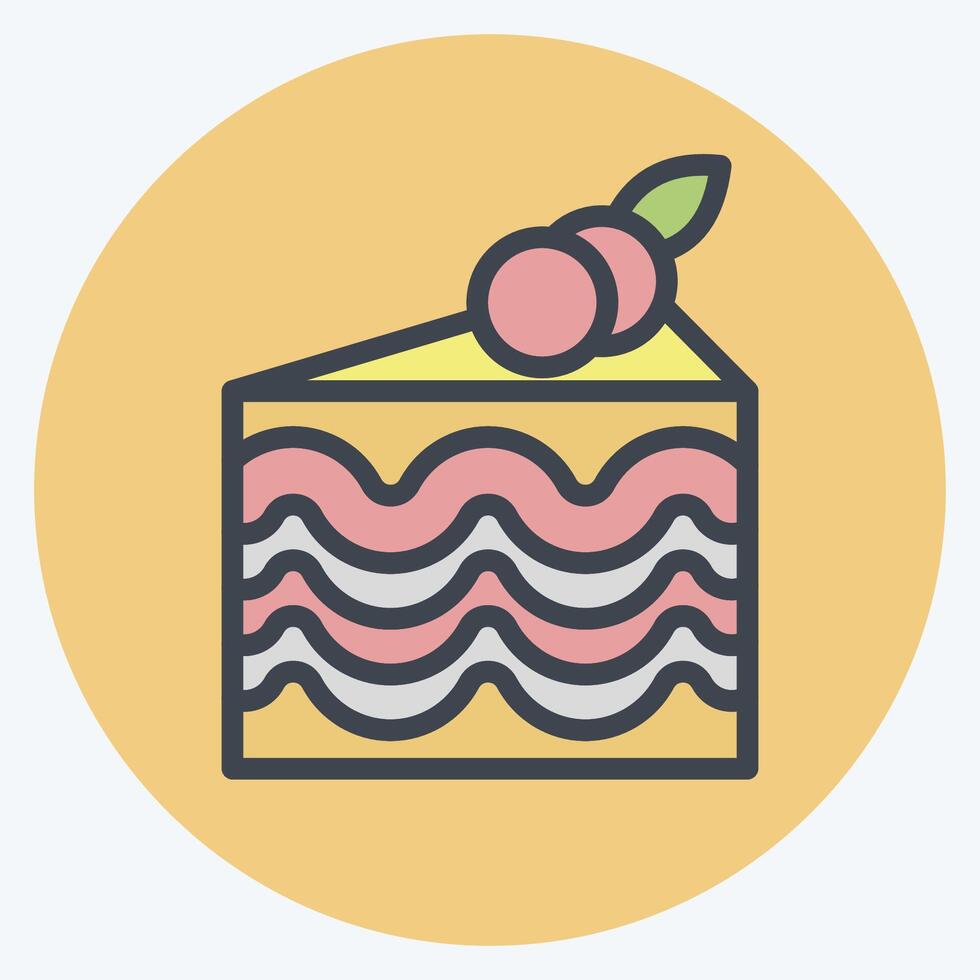 Icon Cake. related to Breakfast symbol. color mate style. simple illustration vector