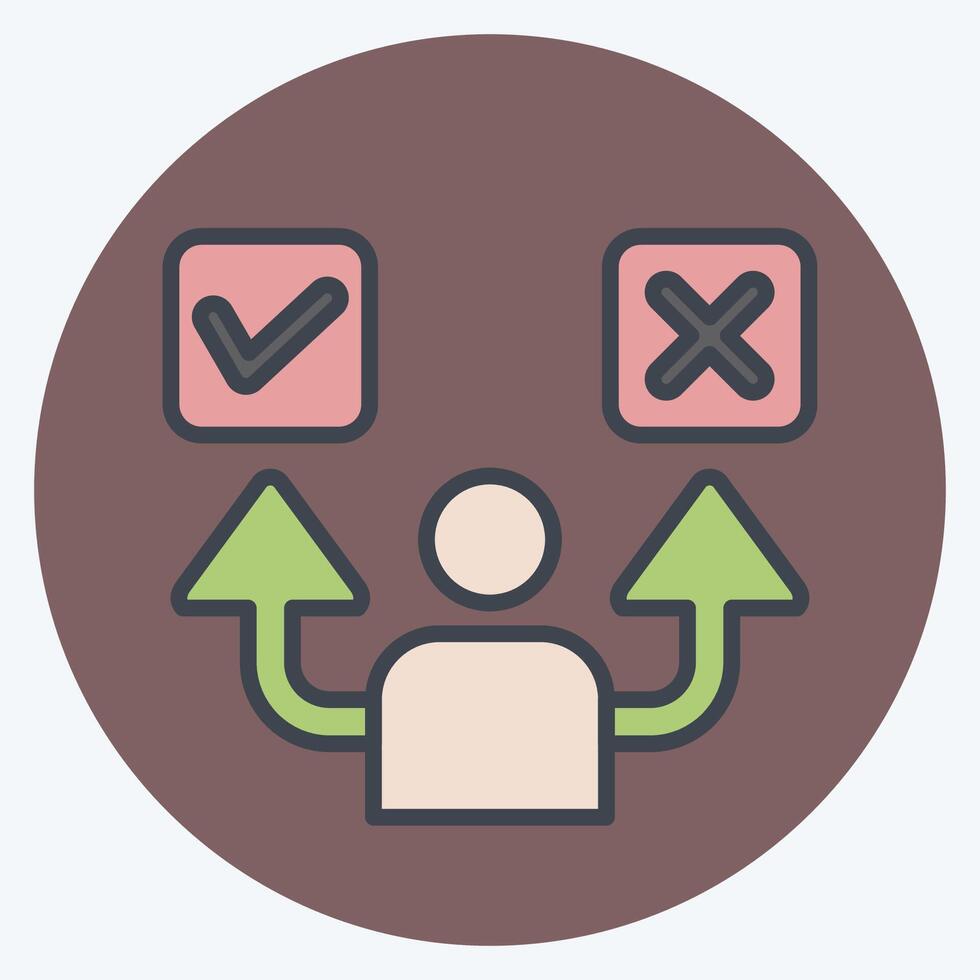 Icon Decide. related to Choice symbol. color mate style. simple illustration vector