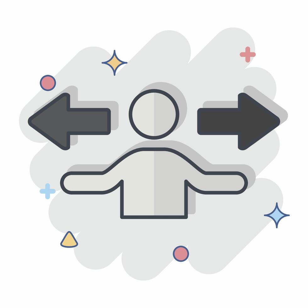 Icon Direction. related to Choice symbol. comic style. simple illustration vector