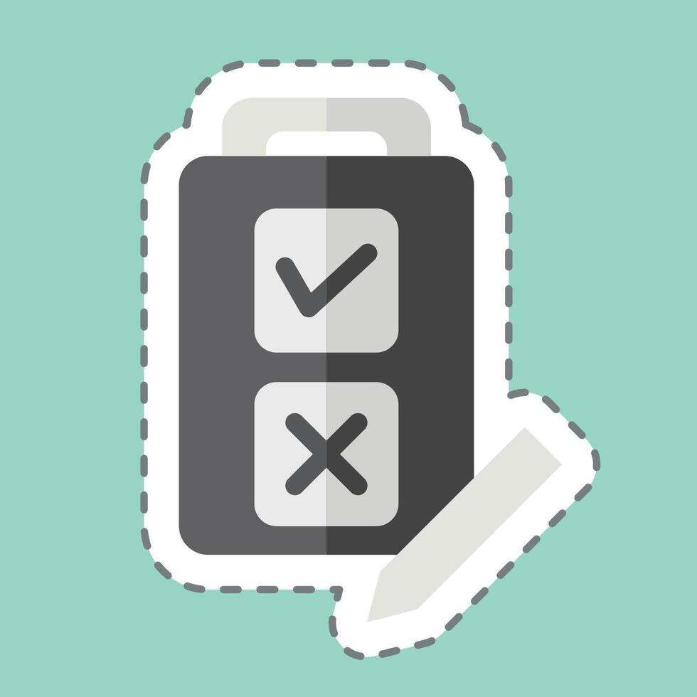 Sticker line cut Quiz. related to Choice symbol. simple illustration vector