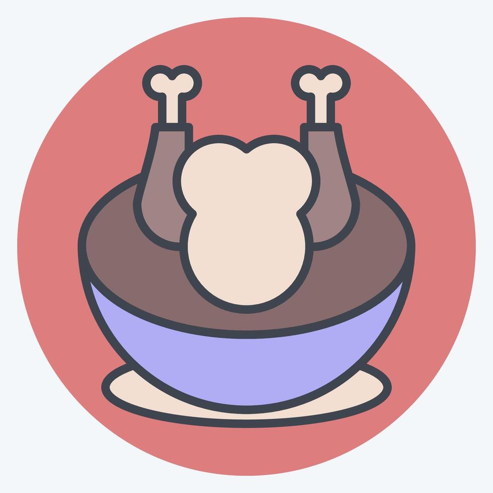 Icon Chicken Soup. related to Korea symbol. color mate style. simple illustration vector