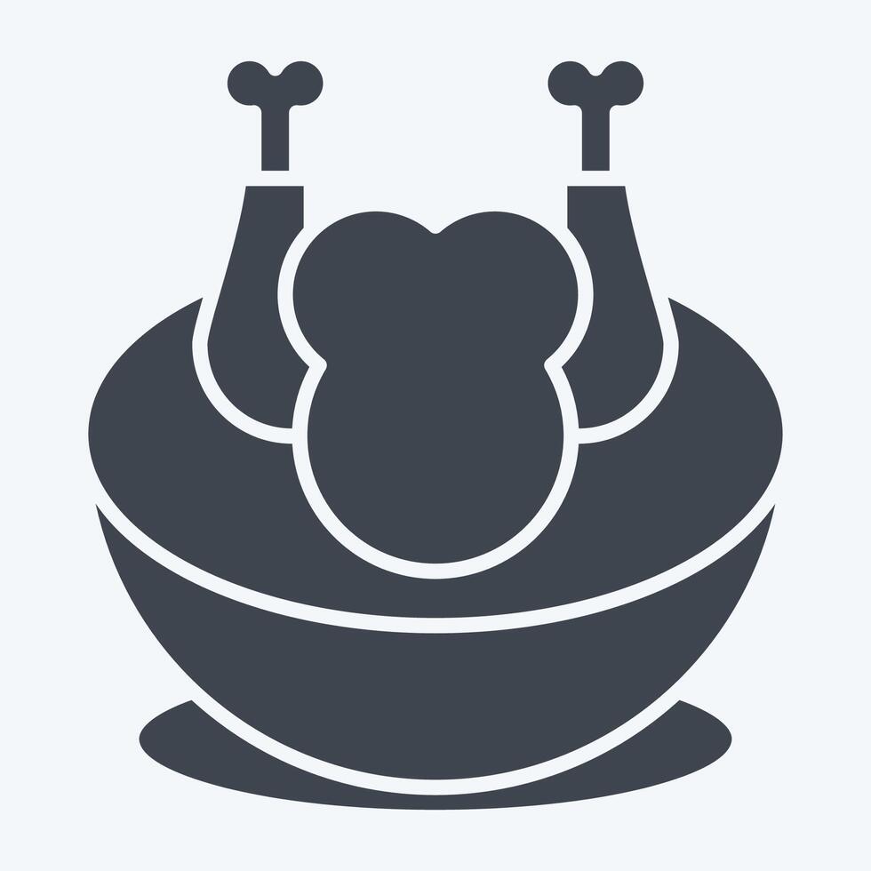 Icon Chicken Soup. related to Korea symbol. glyph style. simple illustration vector