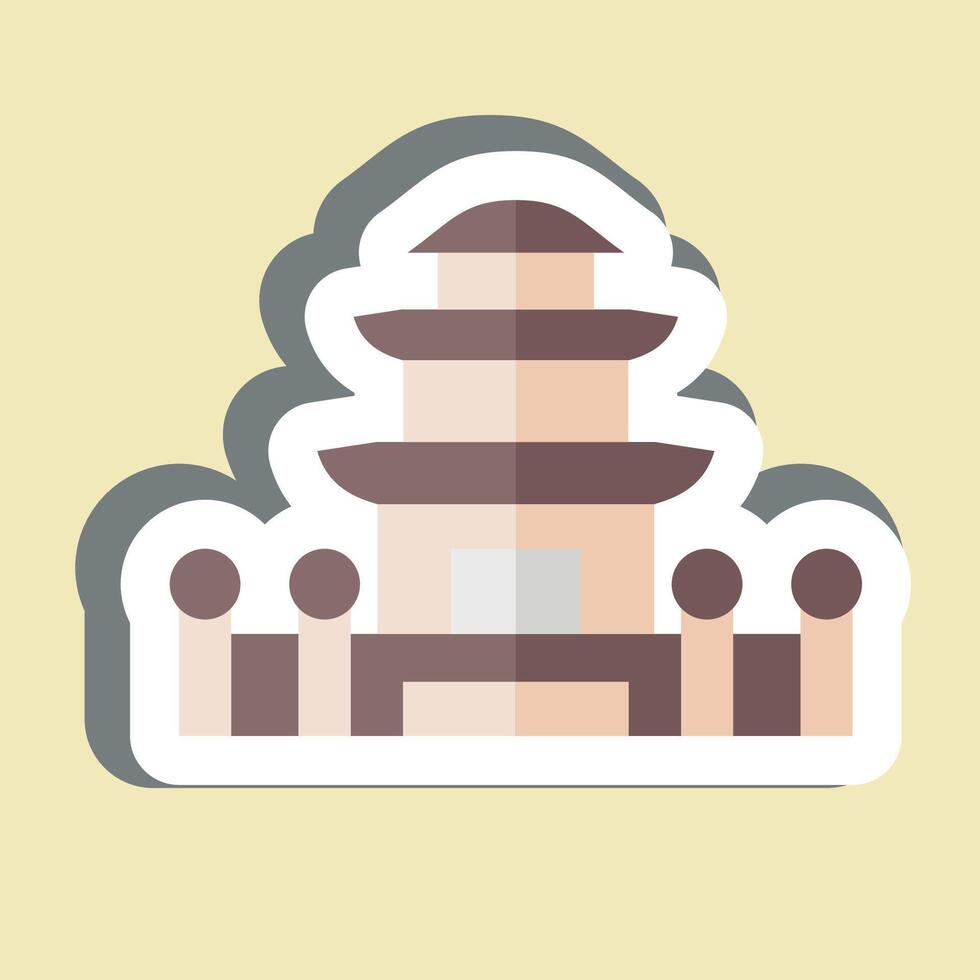Sticker Pagoda. related to Korea symbol. simple illustration vector