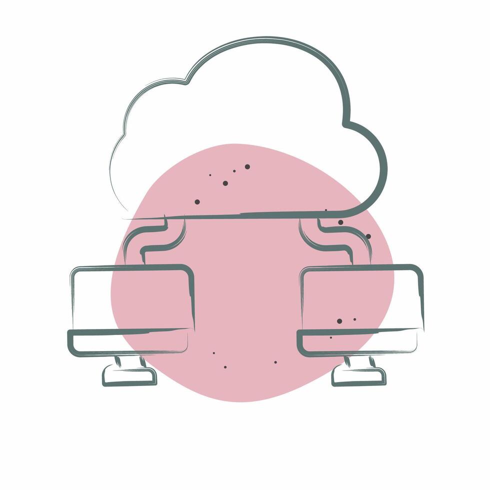 Icon Cloud Connection. related to Network symbol. Color Spot Style. simple illustration vector