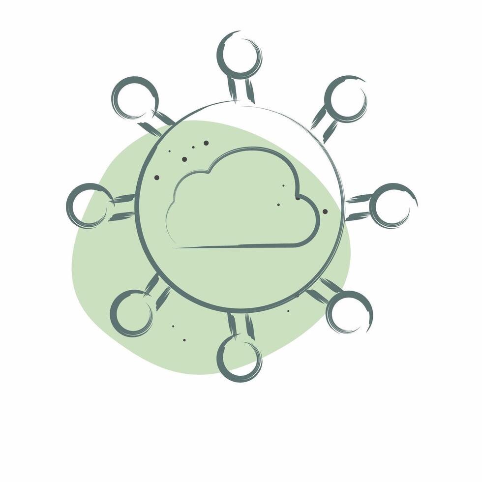 Icon Cloud Network. related to Network symbol. Color Spot Style. simple illustration vector