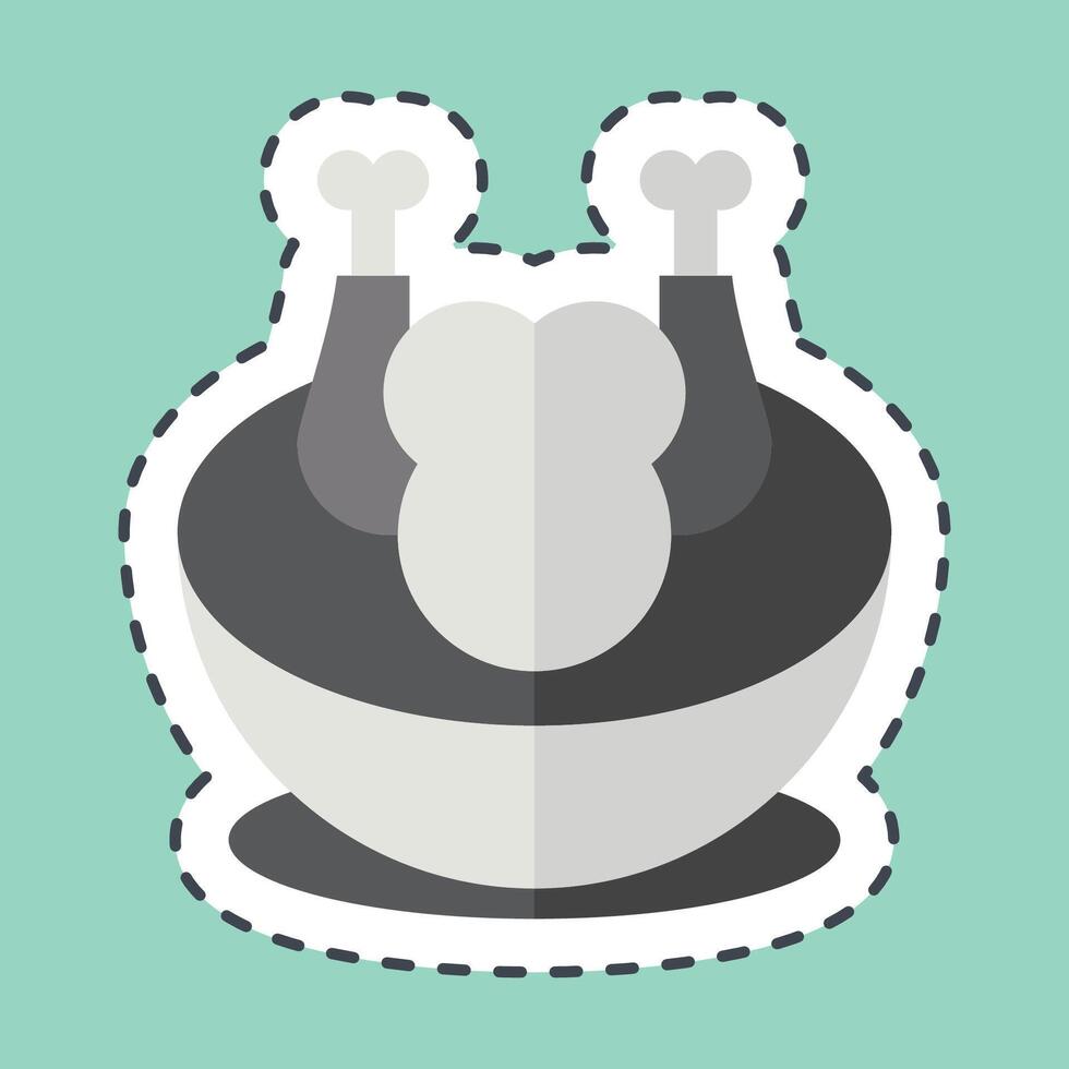 Sticker line cut Chicken Soup. related to Korea symbol. simple illustration vector