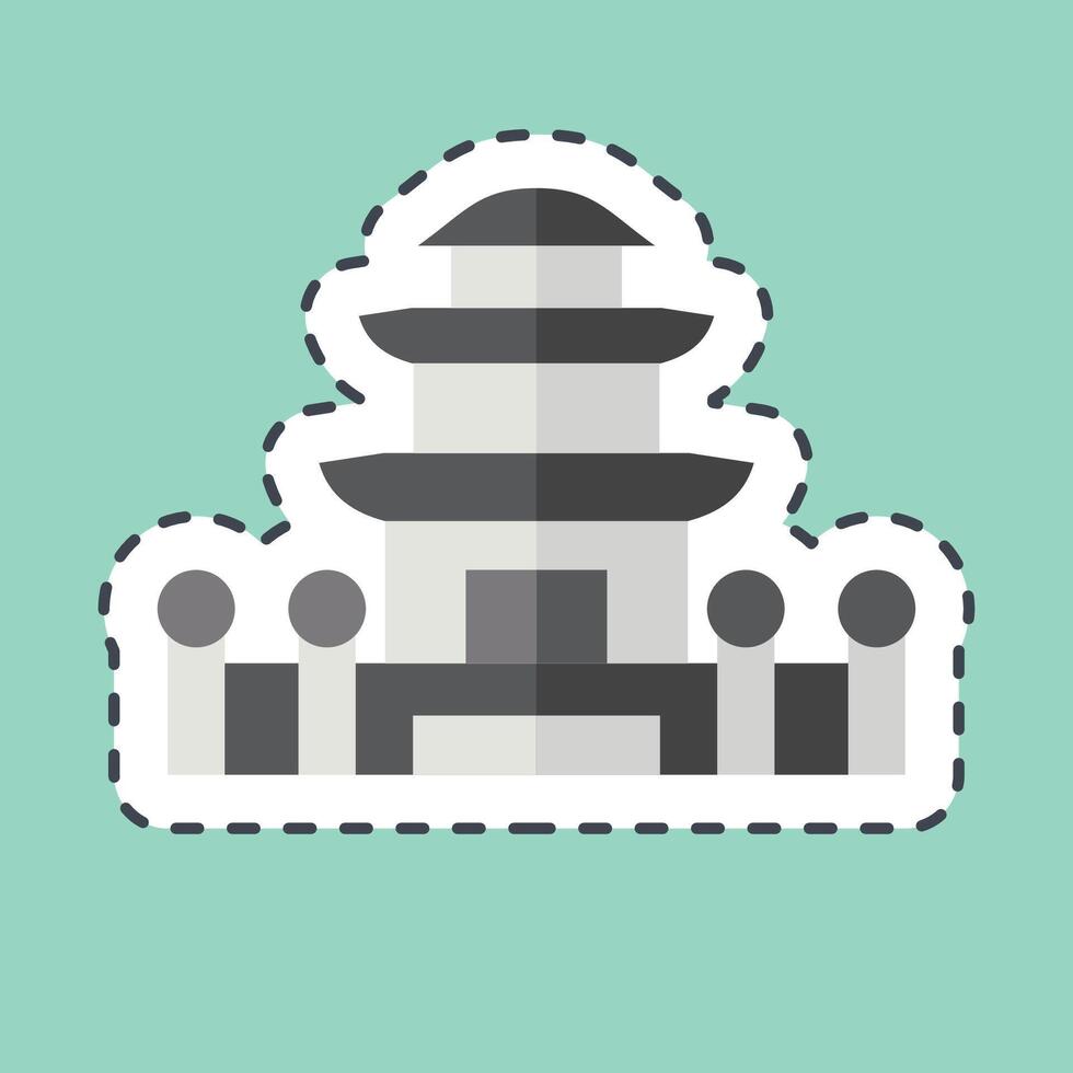 Sticker line cut Pagoda. related to Korea symbol. simple illustration vector