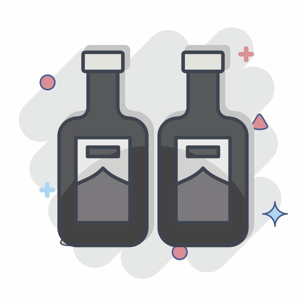 Icon Soju. related to Korea symbol. comic style. simple illustration vector