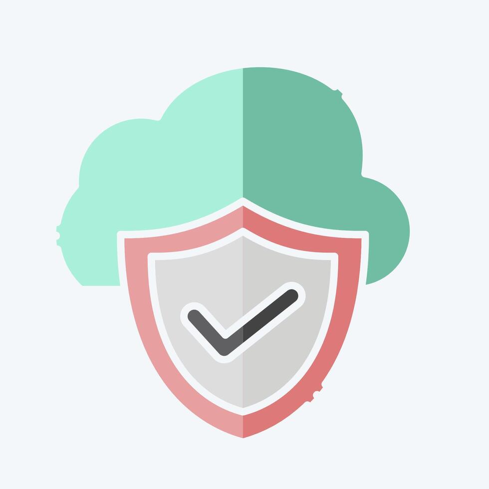 Icon Cloud Security. related to Network symbol. doodle style. simple illustration vector