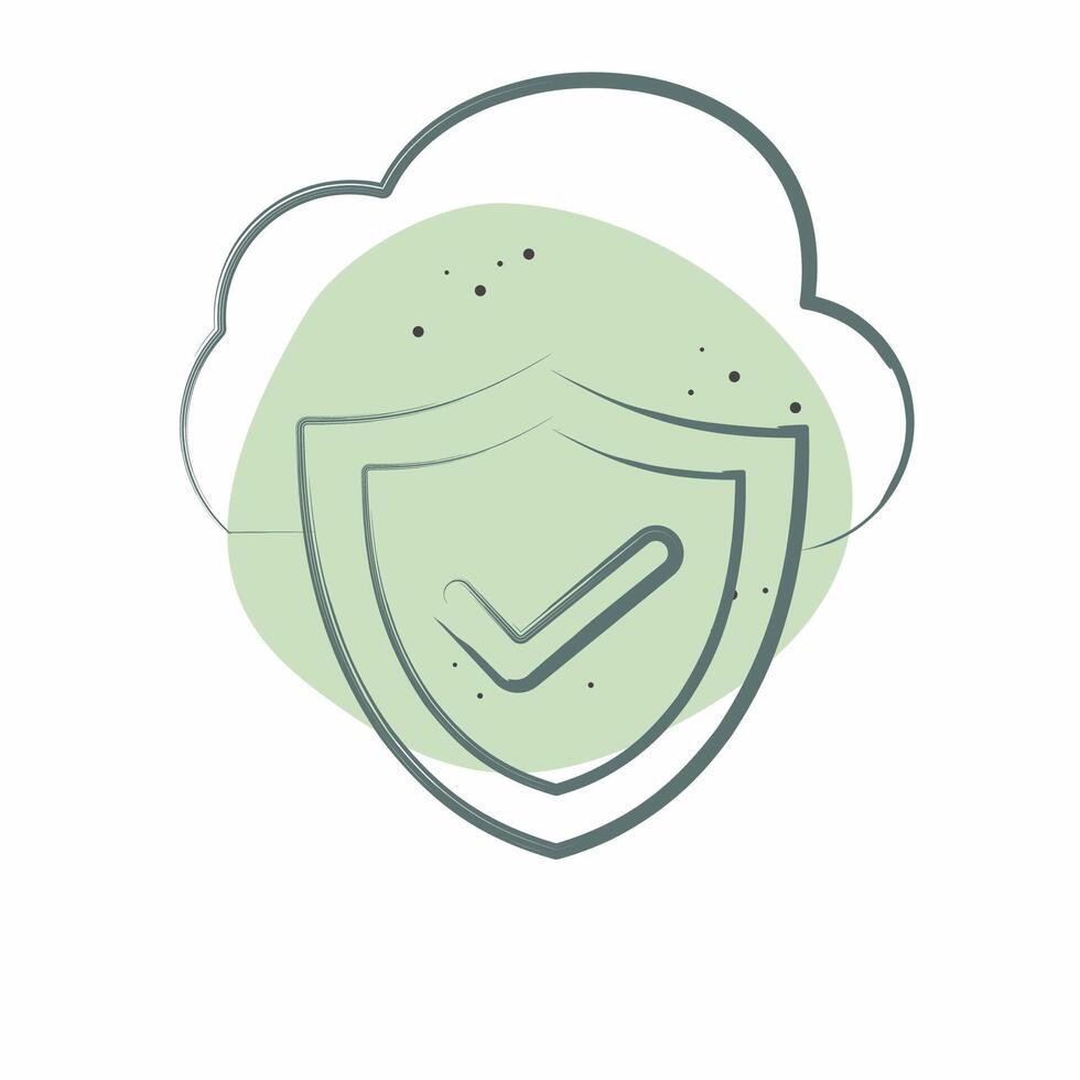 Icon Cloud Security. related to Network symbol. Color Spot Style. simple illustration vector