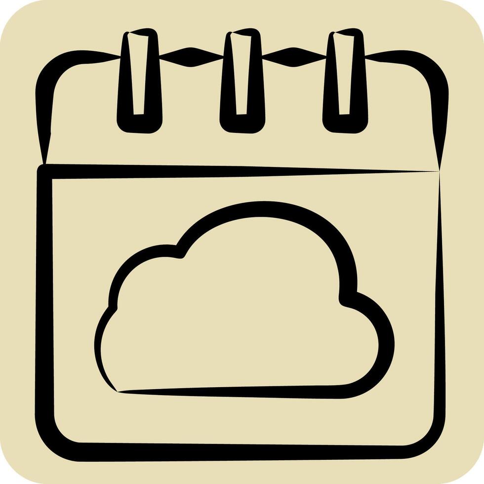 Icon Cloud Schedule. related to Network symbol. hand drawn style. simple illustration vector