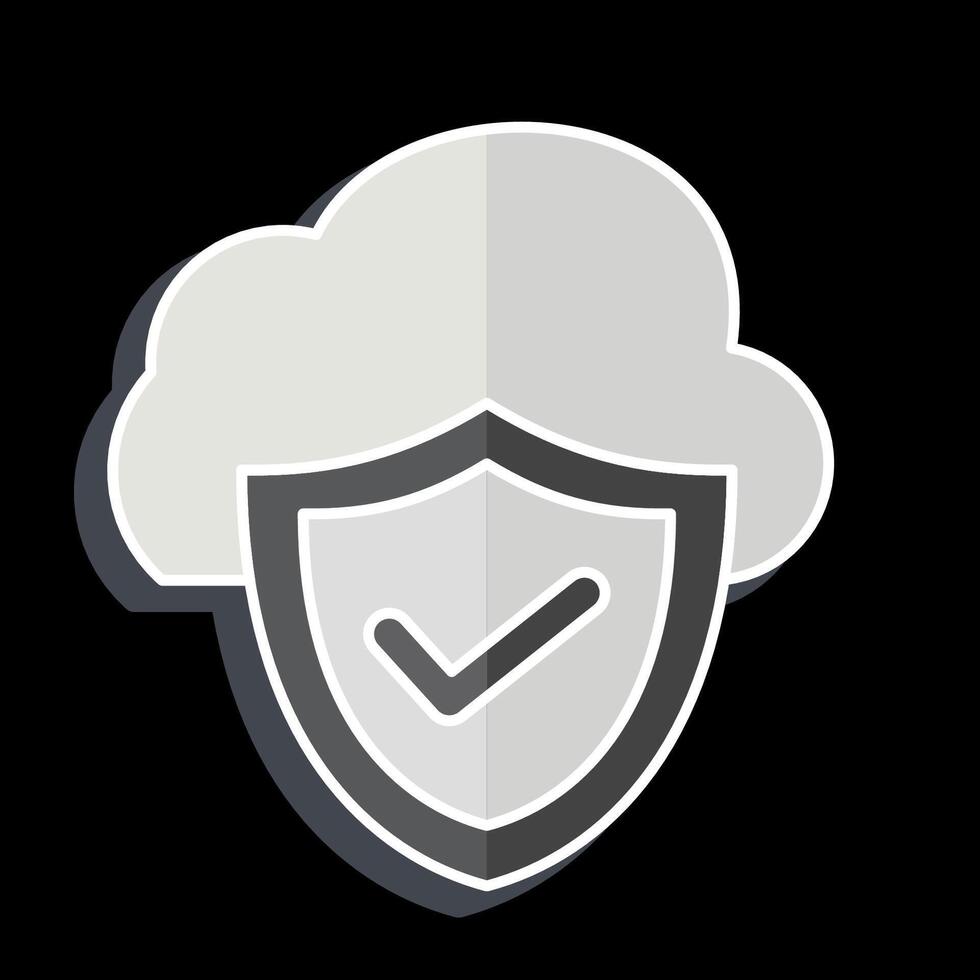 Icon Cloud Security. related to Network symbol. glossy style. simple illustration vector