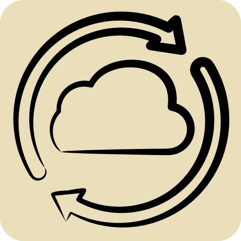 Icon Cloud Reload. related to Network symbol. hand drawn style. simple illustration vector