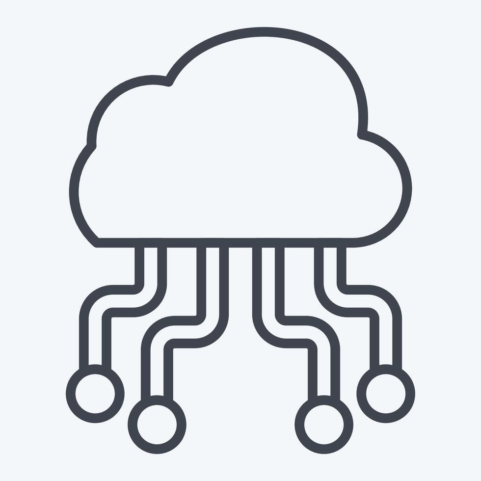 Icon Cloud Hosting. related to Network symbol. line style. simple illustration vector