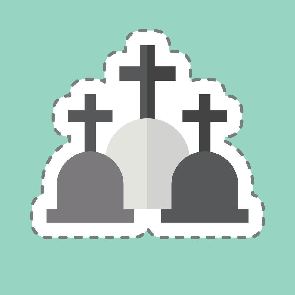 Sticker line cut Cemetery. related to Seath symbol. simple illustration vector