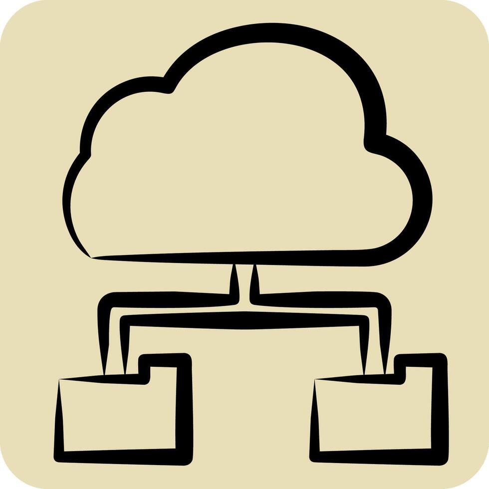 Icon Cloud Storage. related to Network symbol. hand drawn style. simple illustration vector