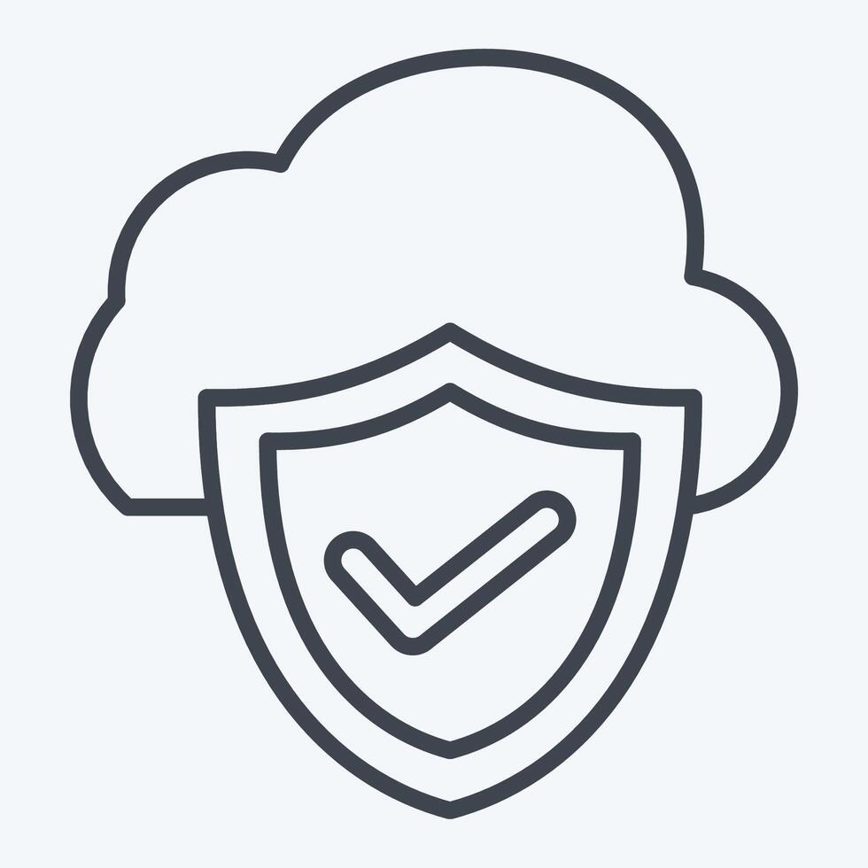 Icon Cloud Security. related to Network symbol. line style. simple illustration vector