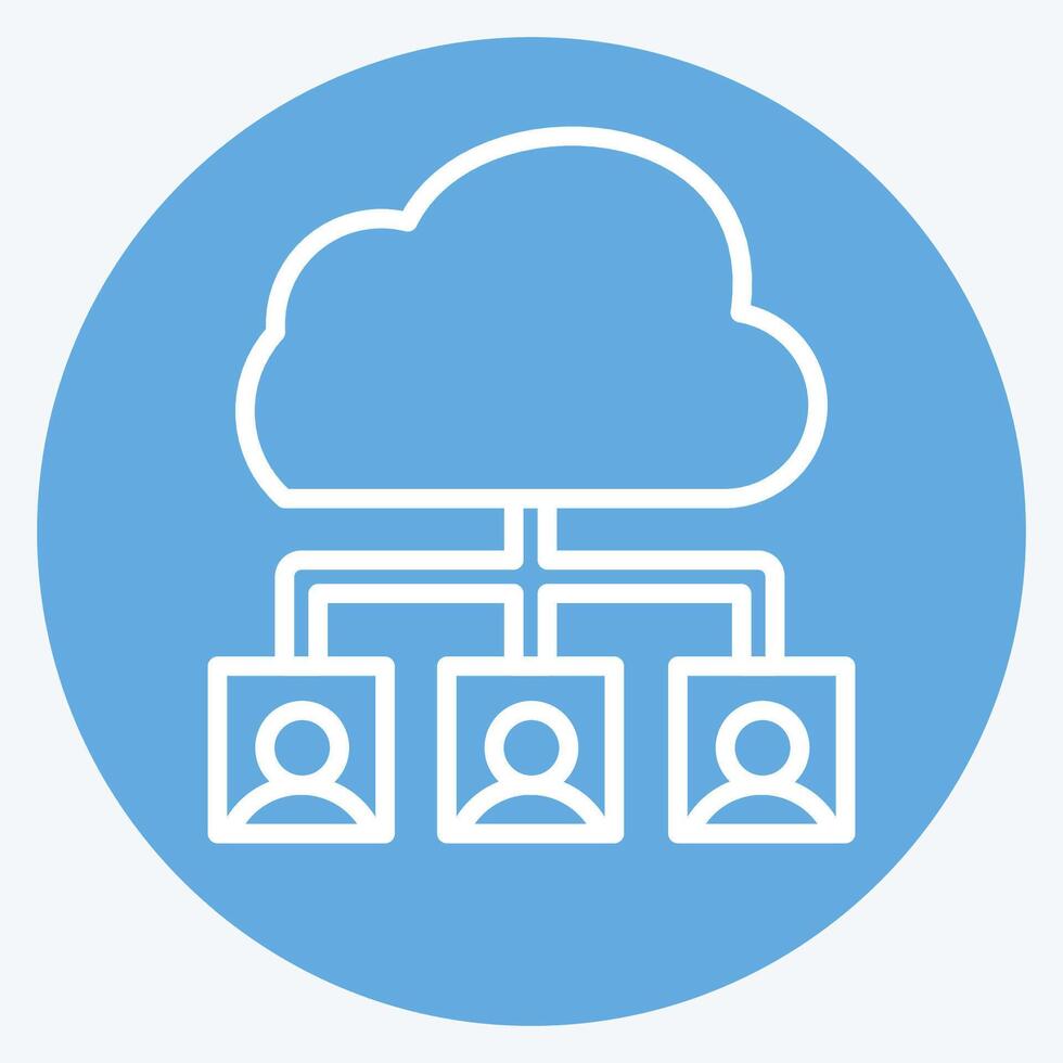Icon Cloud Team. related to Network symbol. blue eyes style. simple illustration vector