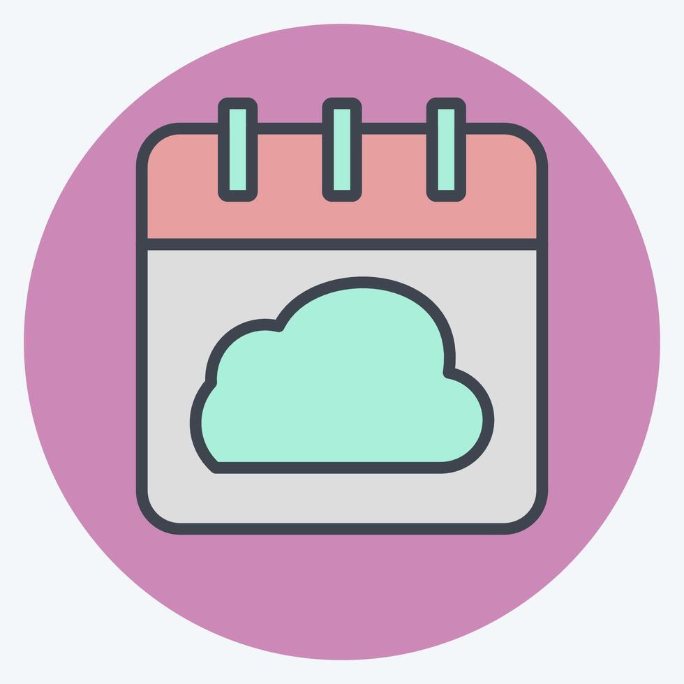 Icon Cloud Schedule. related to Network symbol. color mate style. simple illustration vector
