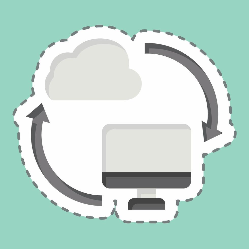 Sticker line cut Backup Data. related to Network symbol. simple illustration vector