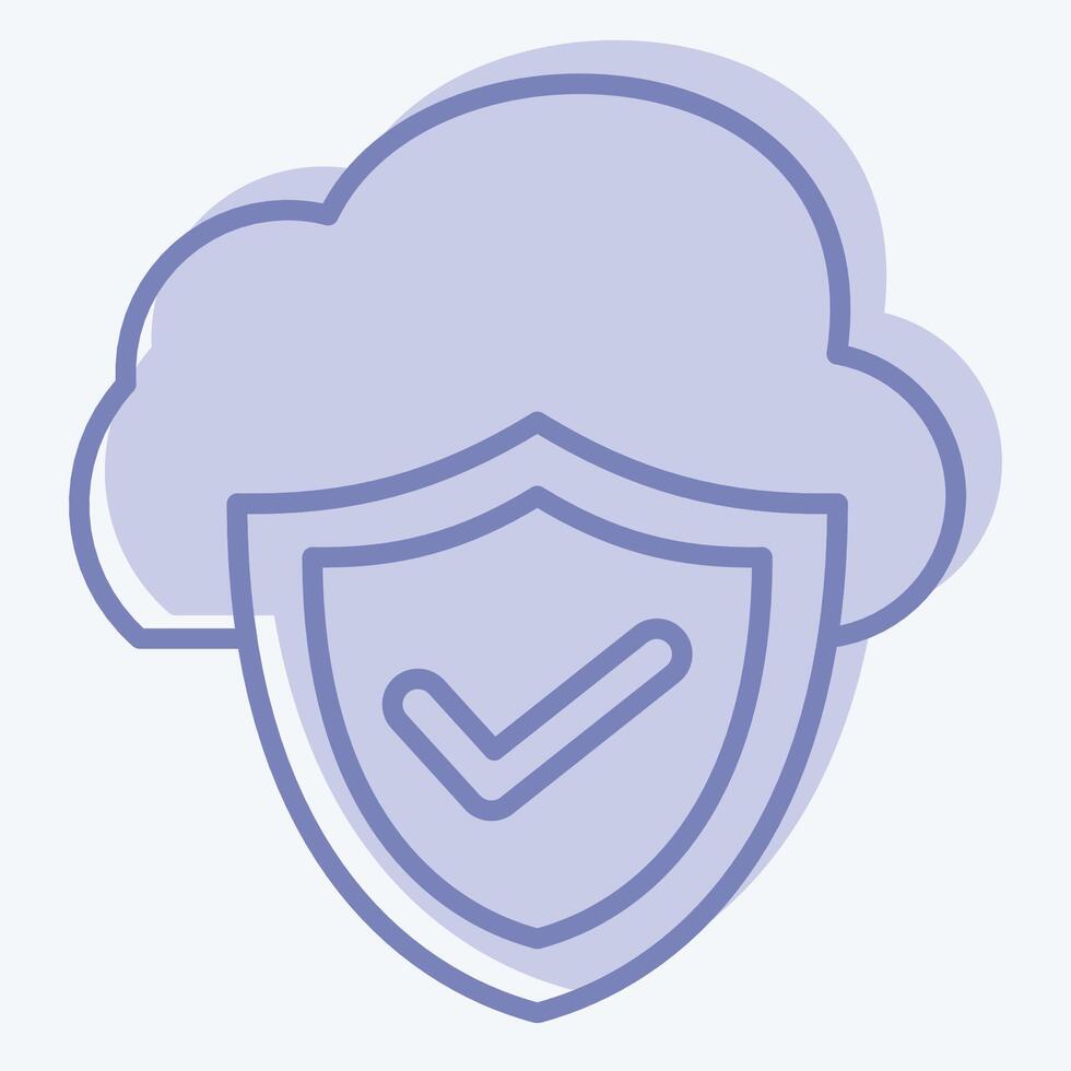 Icon Cloud Security. related to Network symbol. two tone style. simple illustration vector