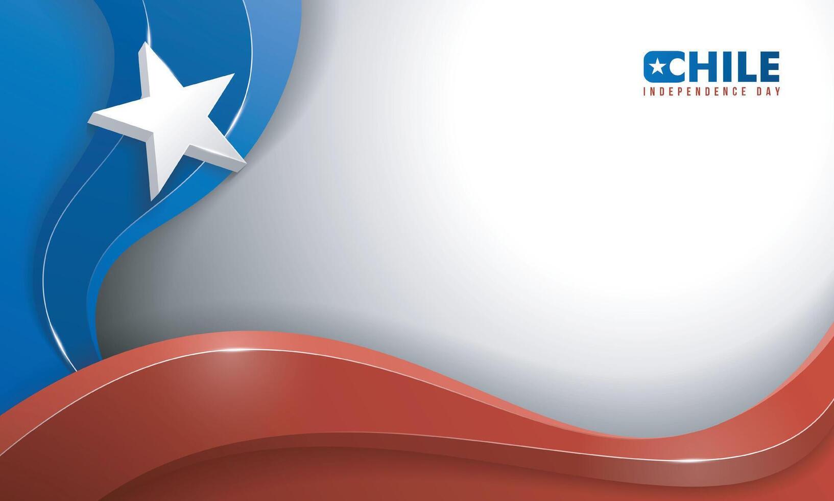 Waving blue and red 3d shapes in white background and 3d star in blue shape design. Good template for national day campaign vector