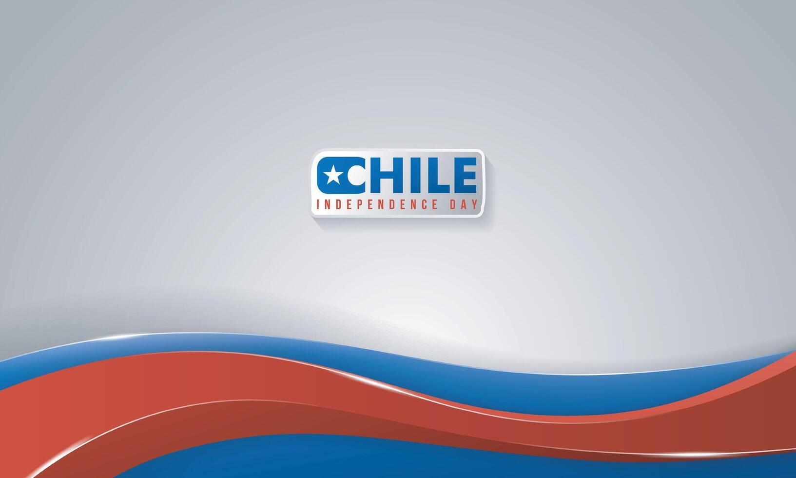 Chile background with red 3d shape wavy on top of blue shape in white background. Good template for chile national day design vector