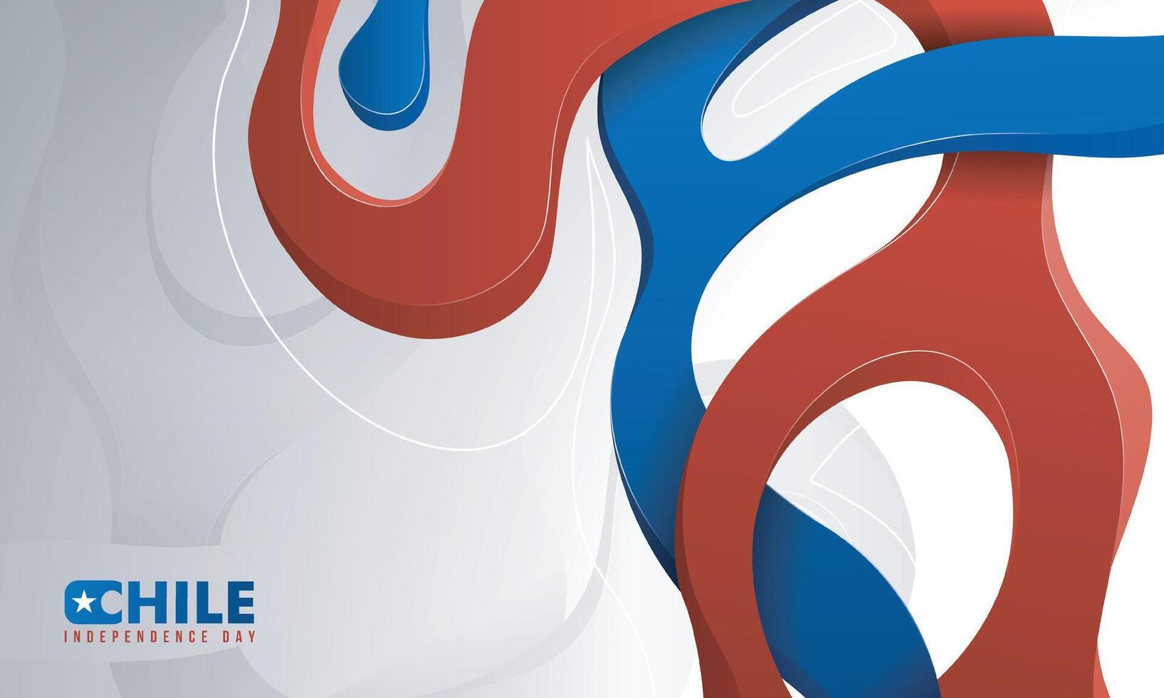 3d fluid design in red and blue with white background. Good template for chile national day or independence day campaign vector
