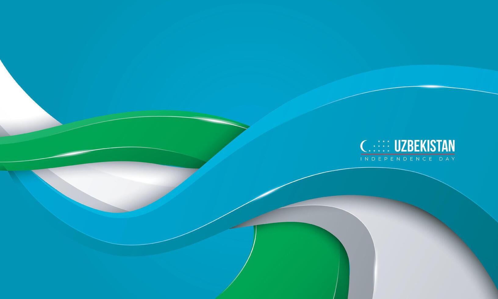 Blue background design with green, blue, and white in 3d shape style. Good template for uzbekistan national day campaign vector