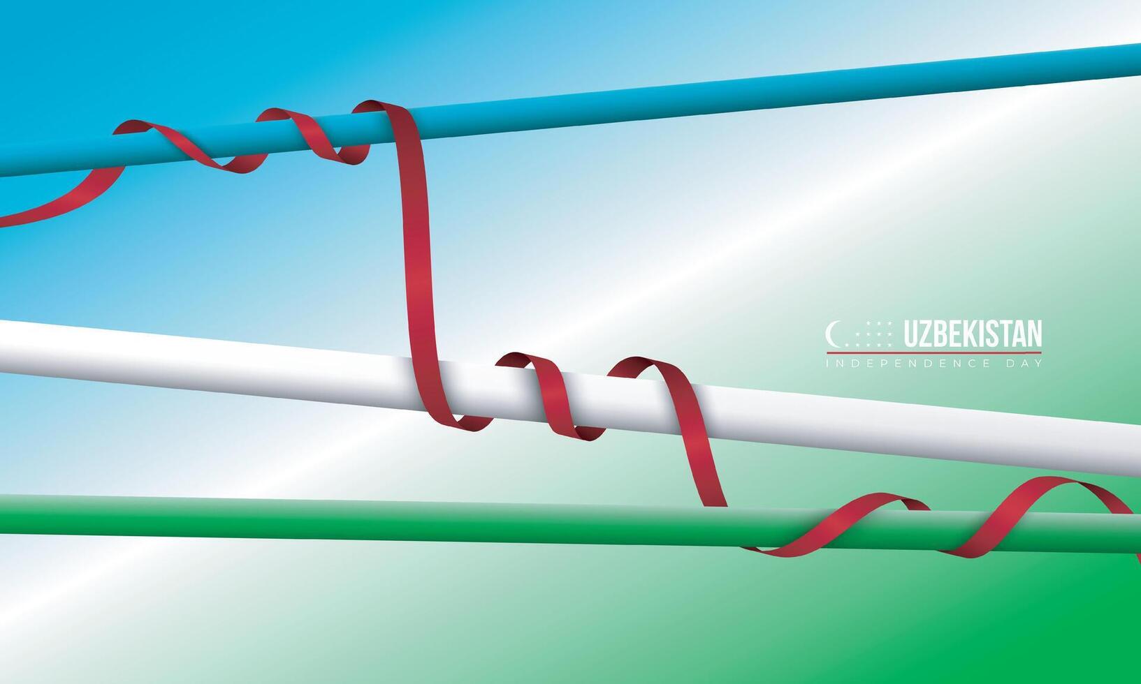 Background design with blue, white, and green stem wrapped with red ribbon. Good template for uzbekistan independence day design vector
