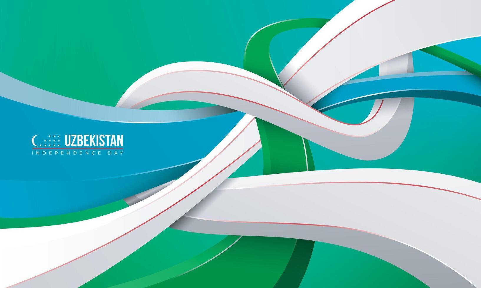 Uzbekistan independence day with Flying 3d shape of white, green and blue design. Good template for uzbekistan independence day or national day design vector