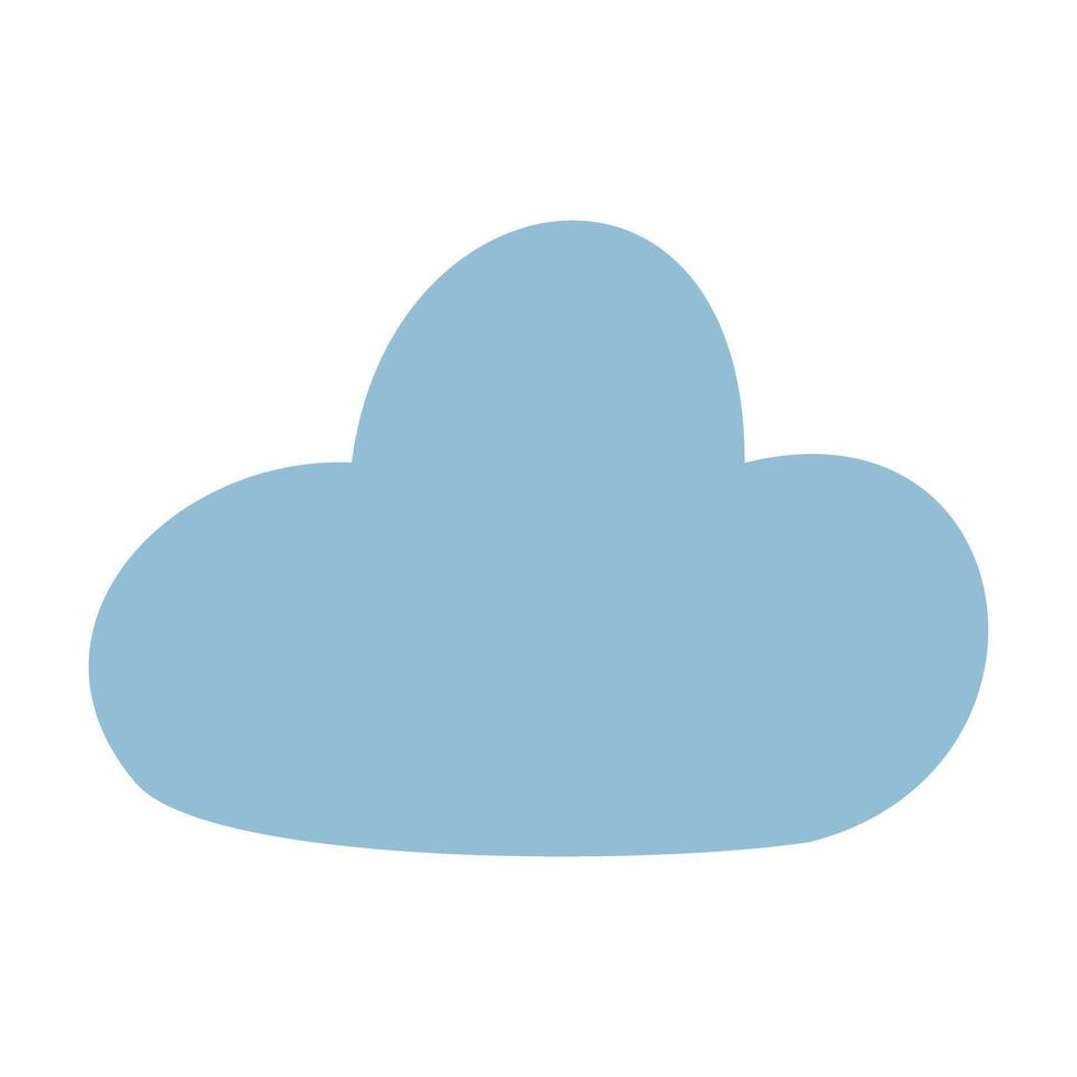 A blue cloud with a white background. The cloud is large and fluffy. It looks like it's about to rain vector
