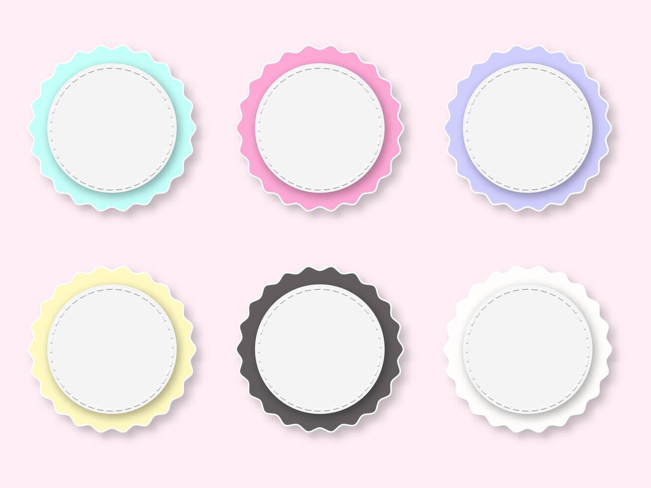 set of blank labels isolated on pink color vector