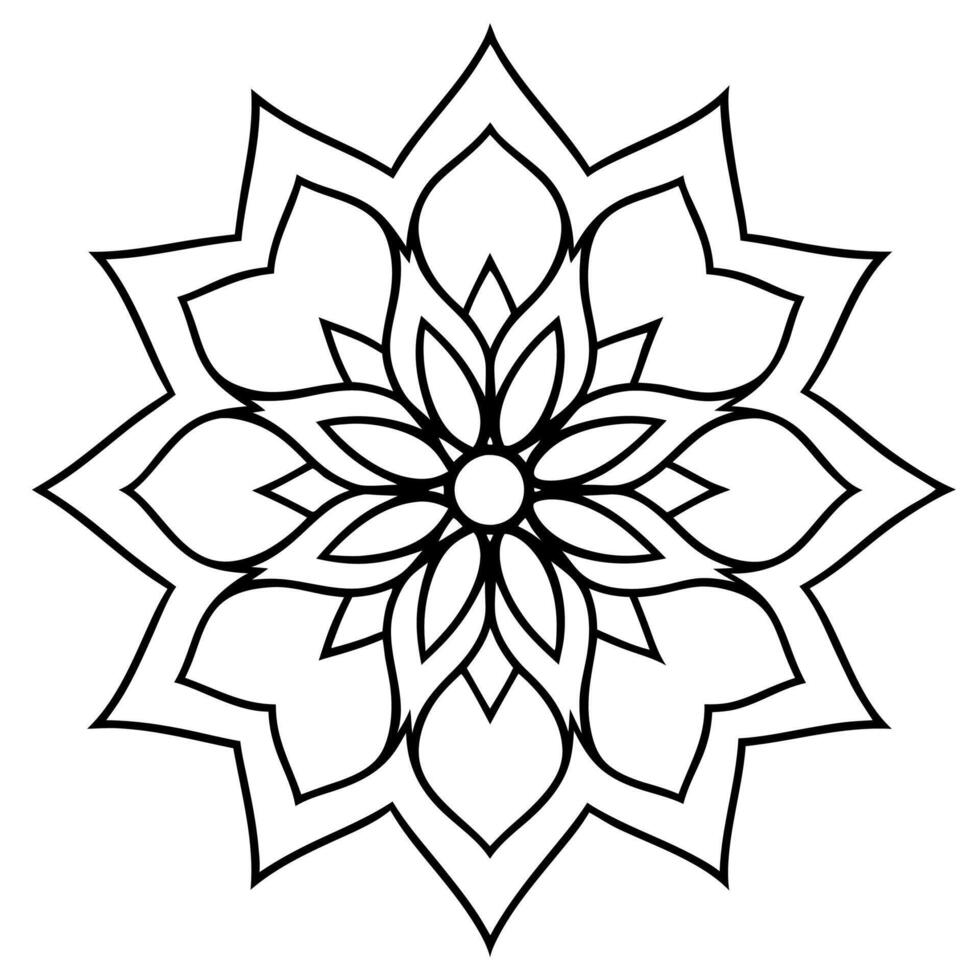 Mandala line art silhouette with white background vector
