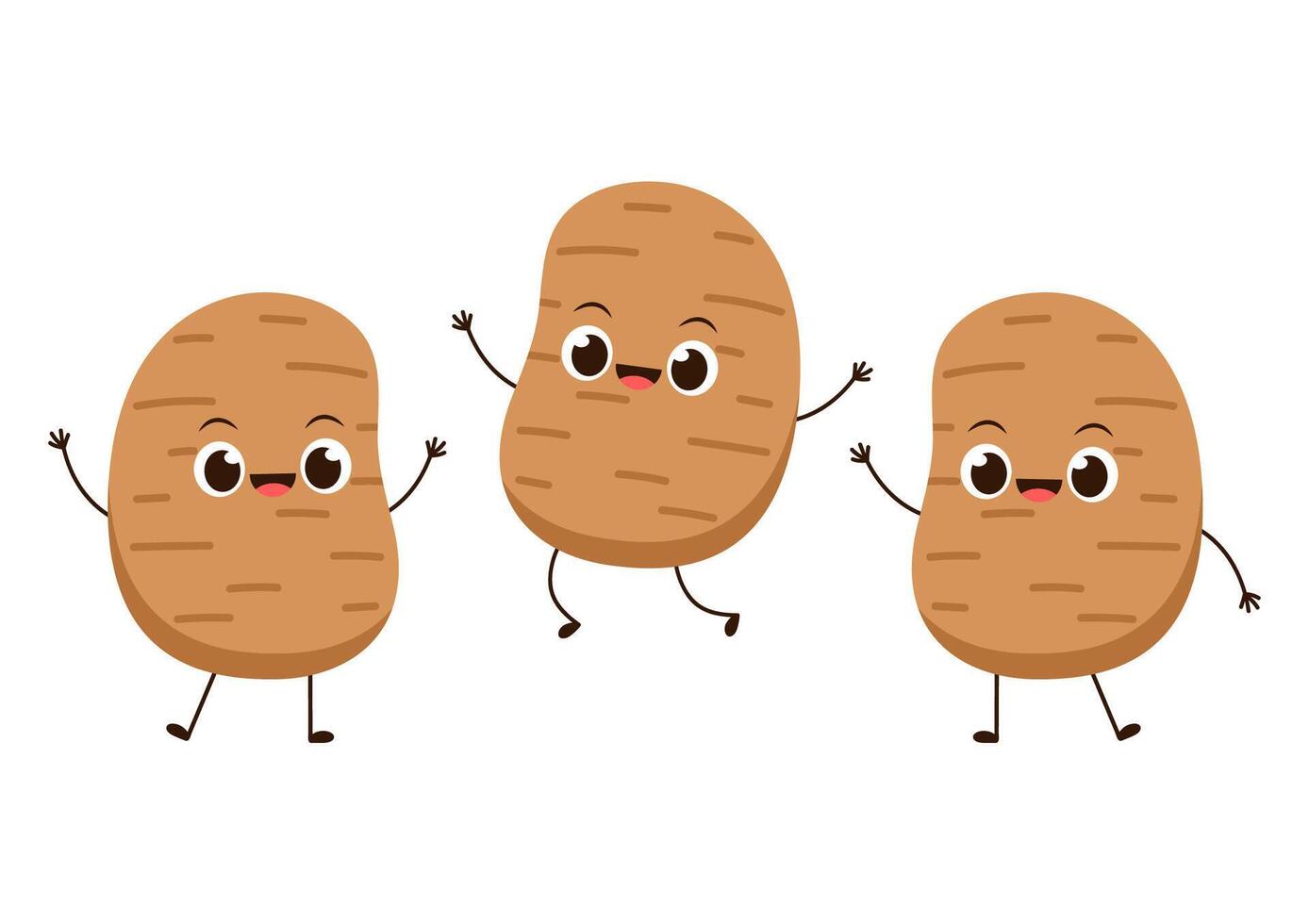 Potato character design. Potato . Potato cartoon on white background. vector