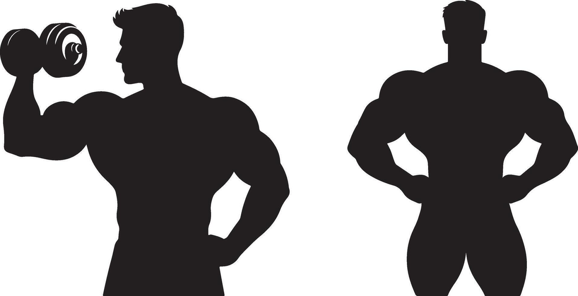Bodybuilder silhouette with a white background vector