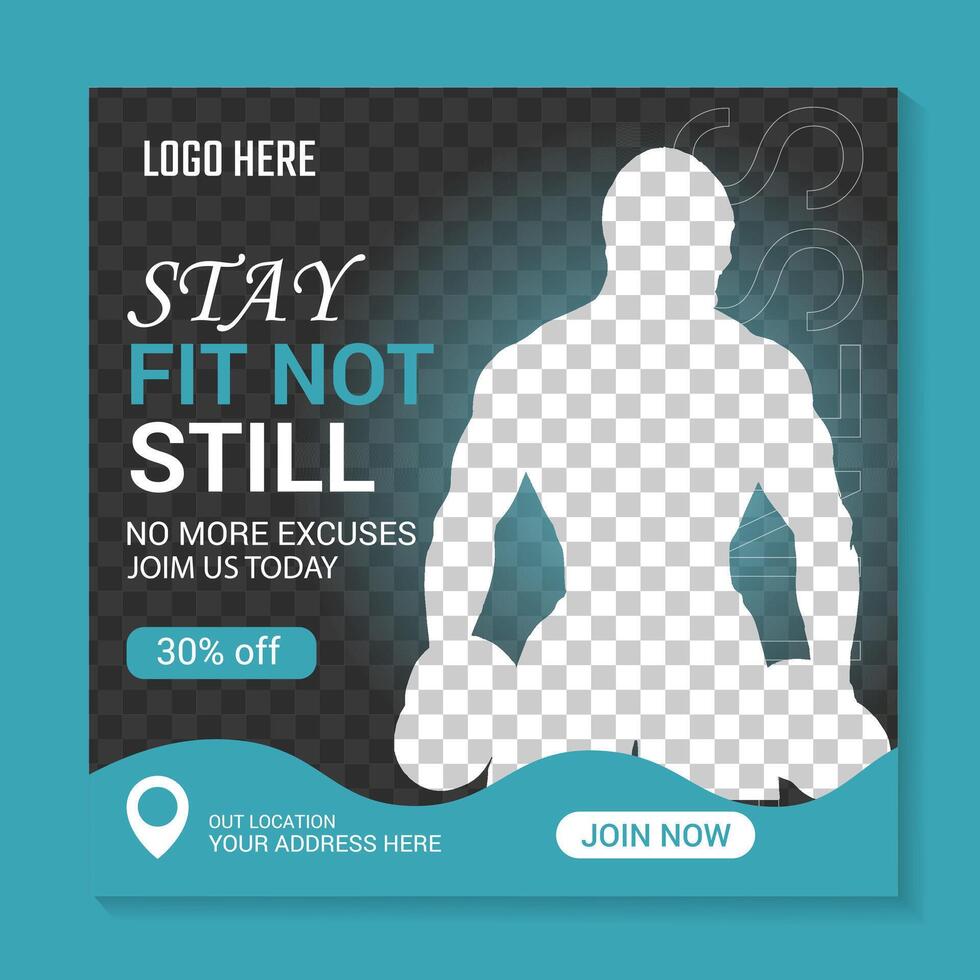 gym social media poster design vector