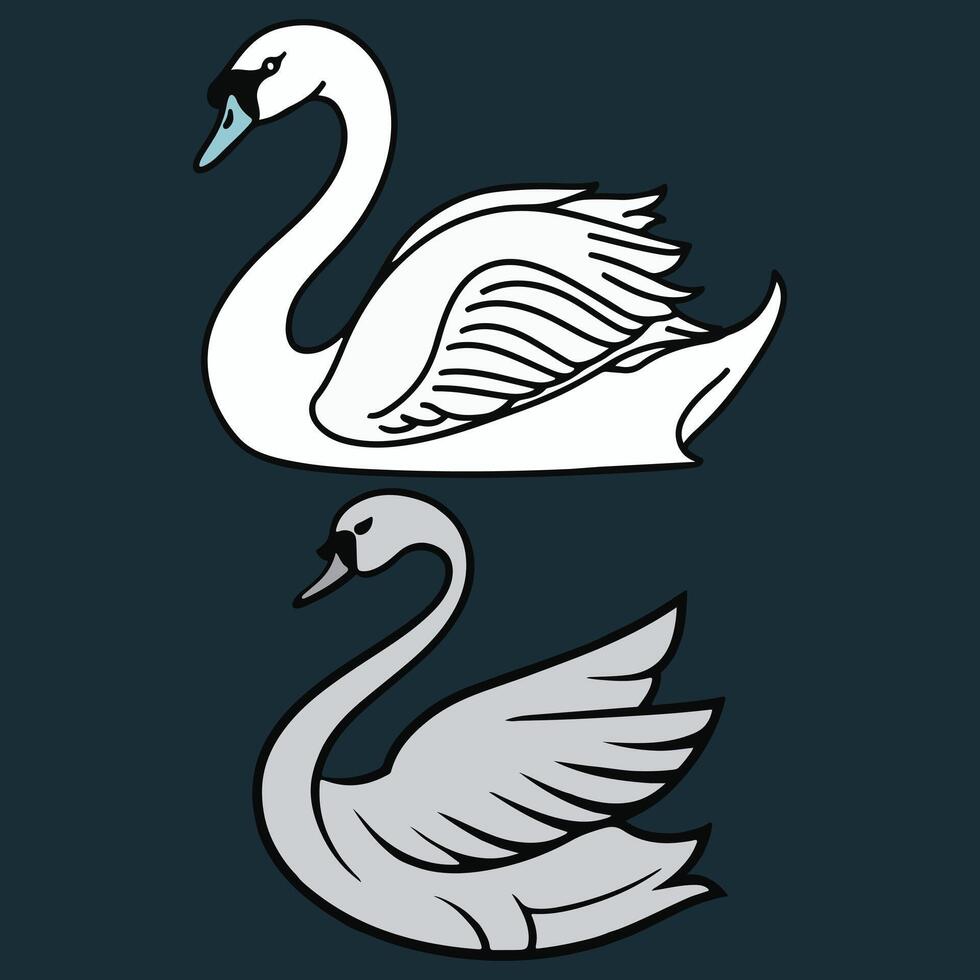 Cartoon swan illustration vector