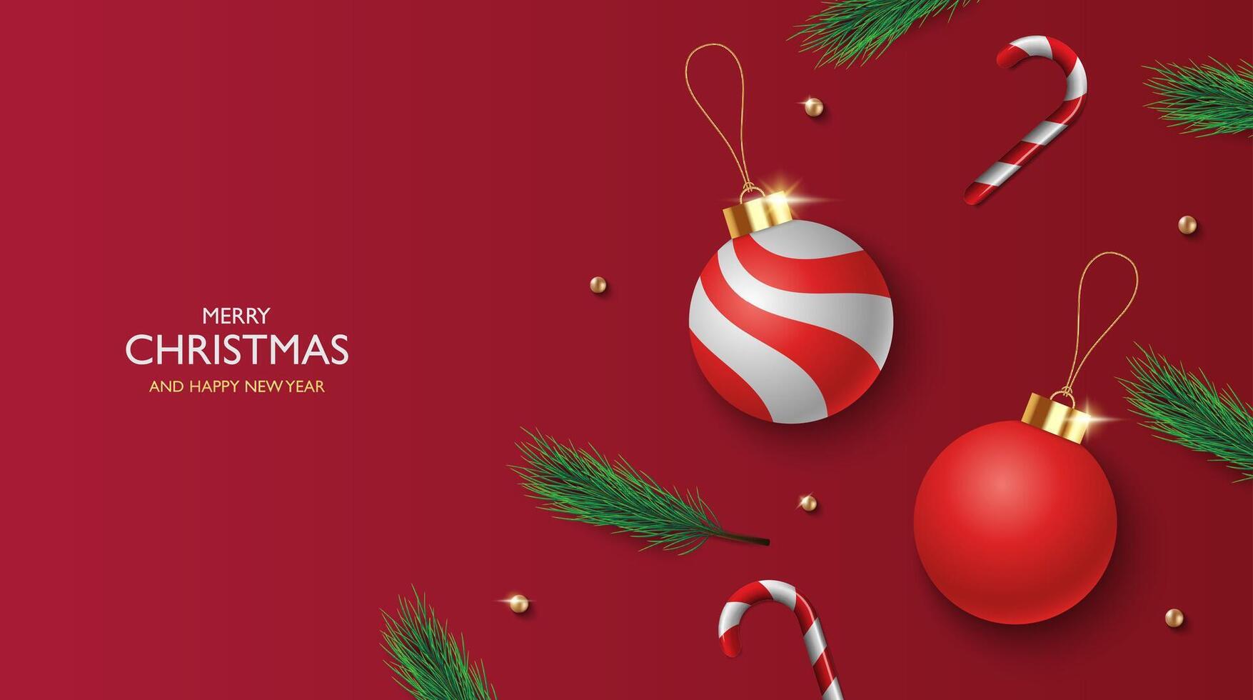 Merry christmas greeting design. Christmas balls hanging , shiny and glossy elements in snowflakes pattern elegant background. vector