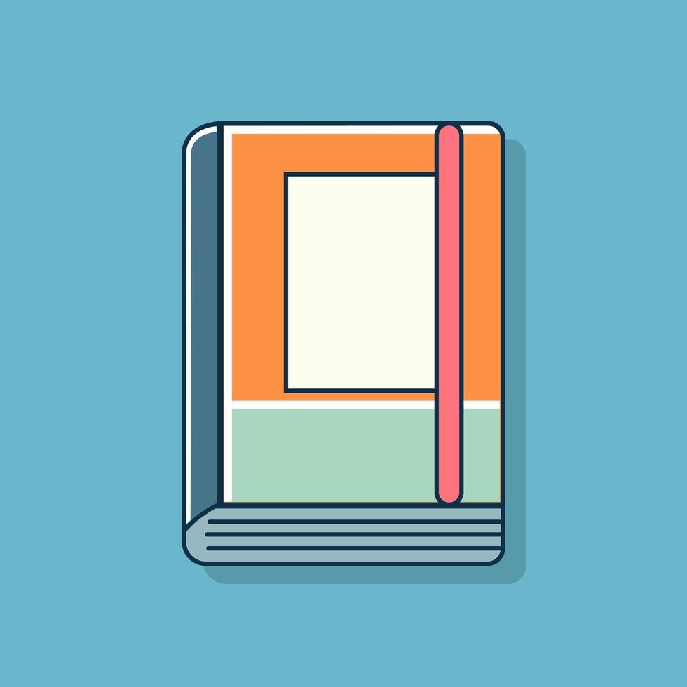 Thick notepad for school notes on blue isolated background. Flat illustration vector