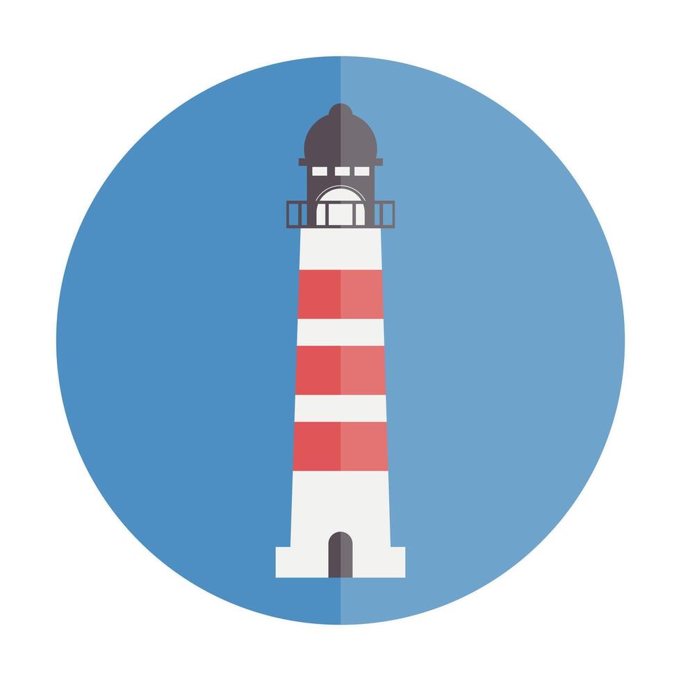 Lighthouse on blue background. Navigation sea tower. Flat illustration vector