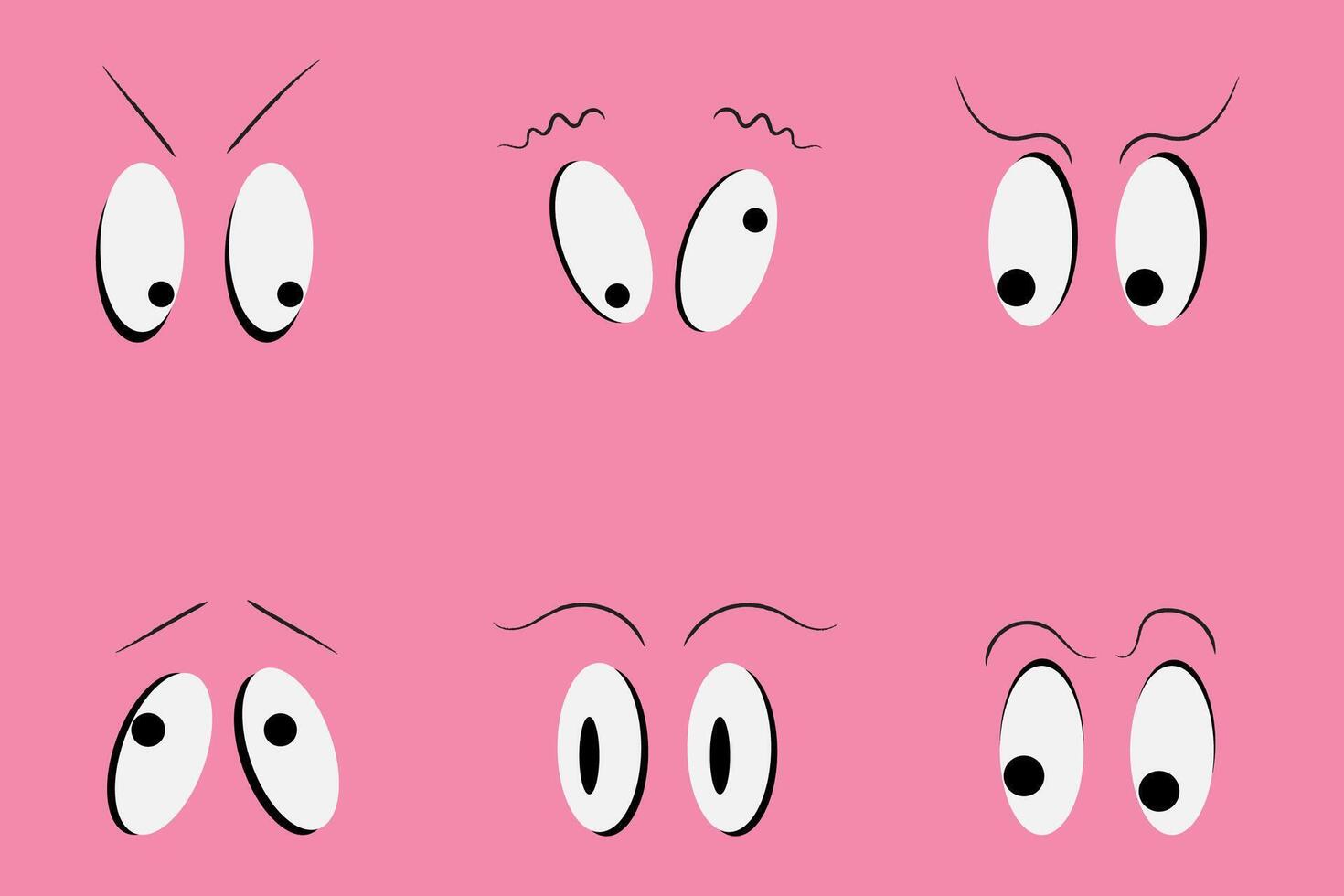Set of funny cartoon eyes with eyebrows vector