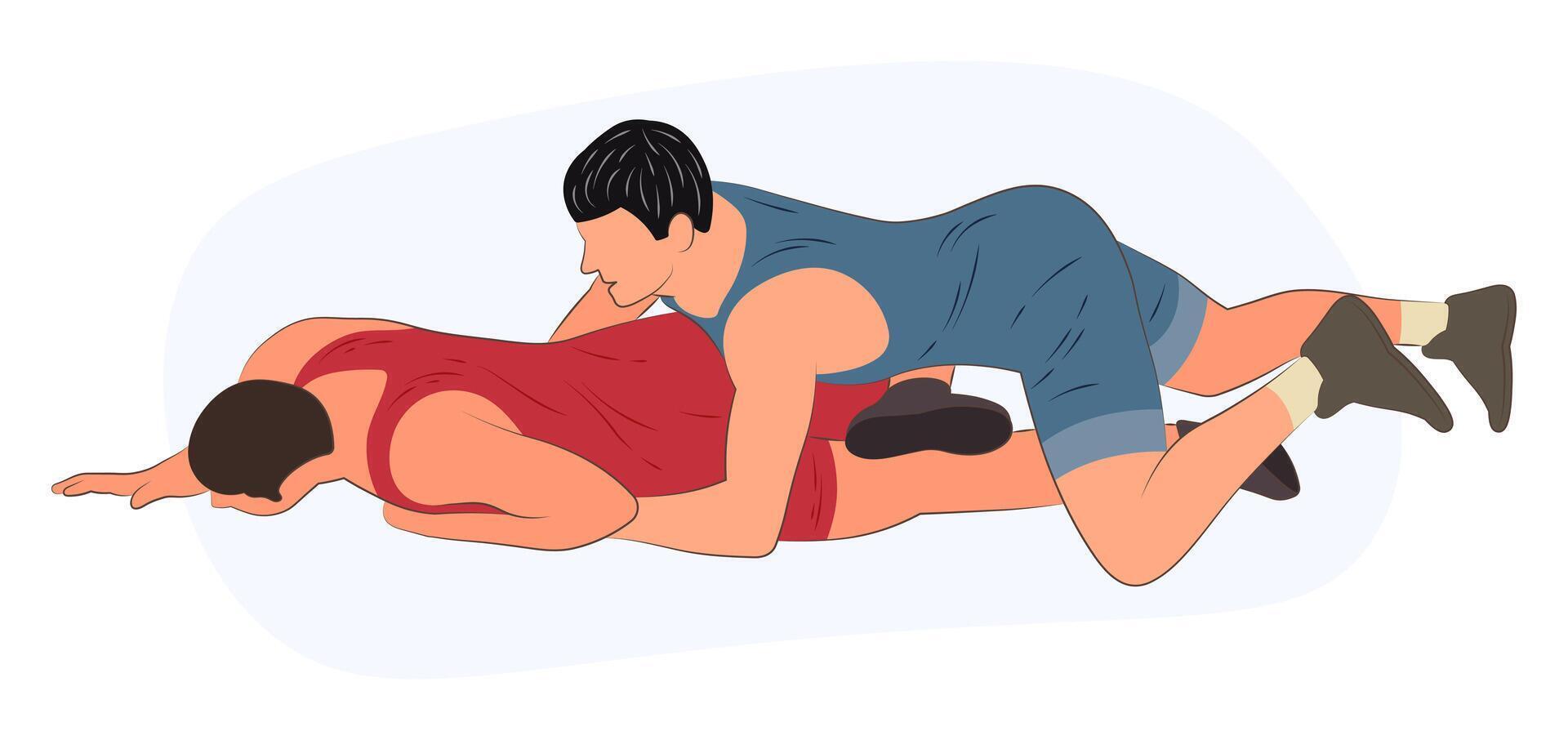 Image of wrestlers in an ongoing attack, Greco Roman wrestling vector